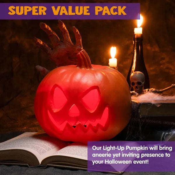 Light-Up Plastic Pumpkin Halloween Decorations - Yellow