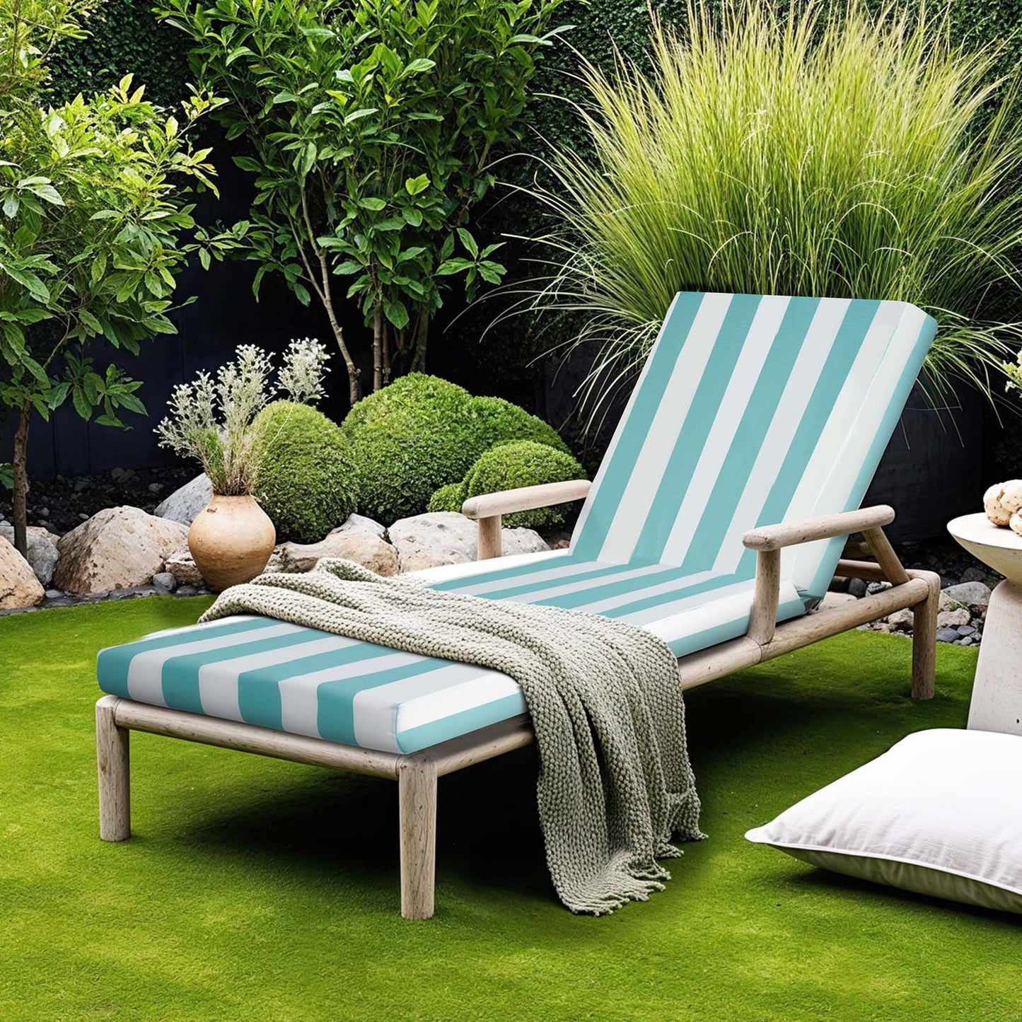 Set of 2 Waterproof Outdoor Lounge Chair Cushions 80x26 Inches - Green