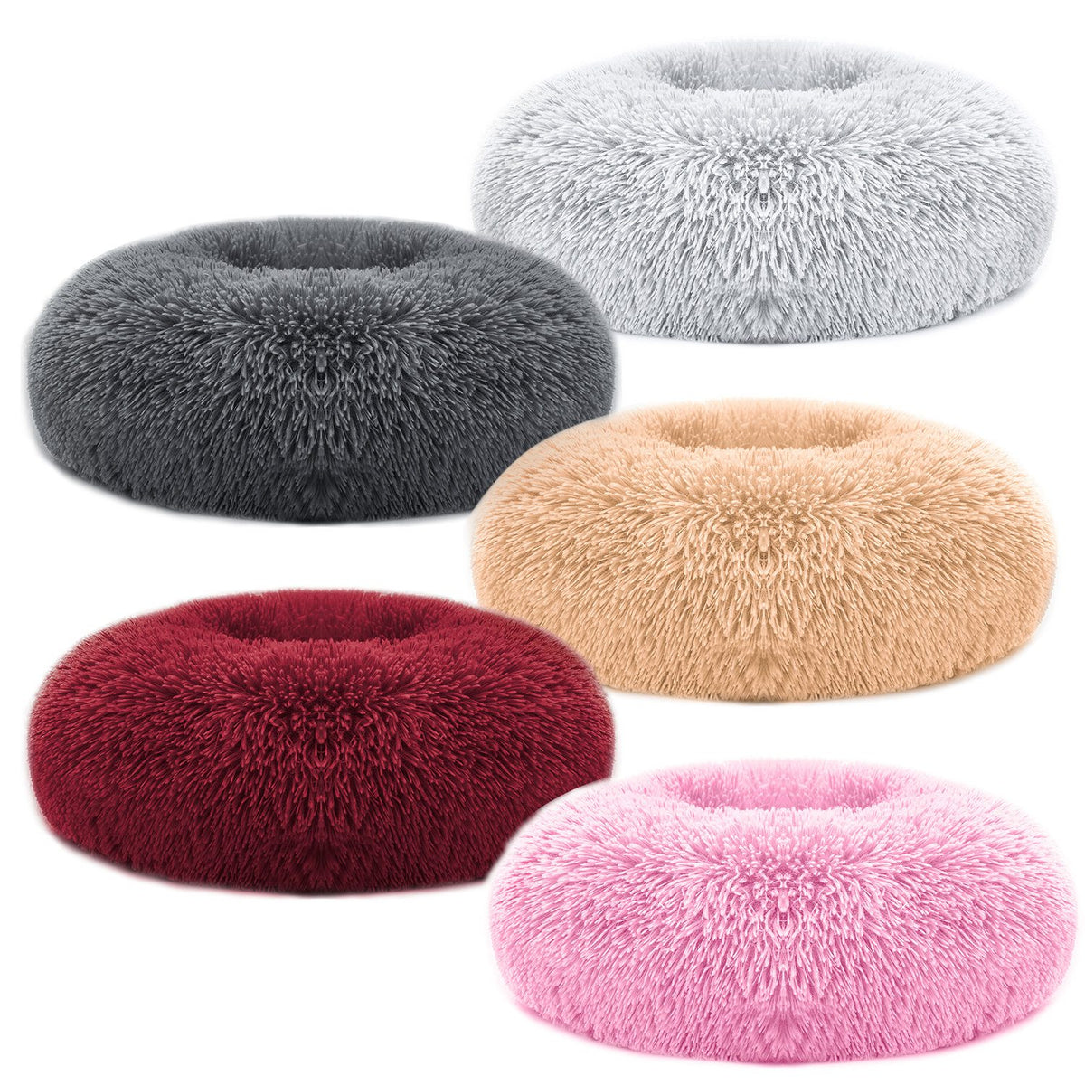 Soft Warm Plush Dog & Cat Bed with Supportive Rim and Non-Slip Bottom