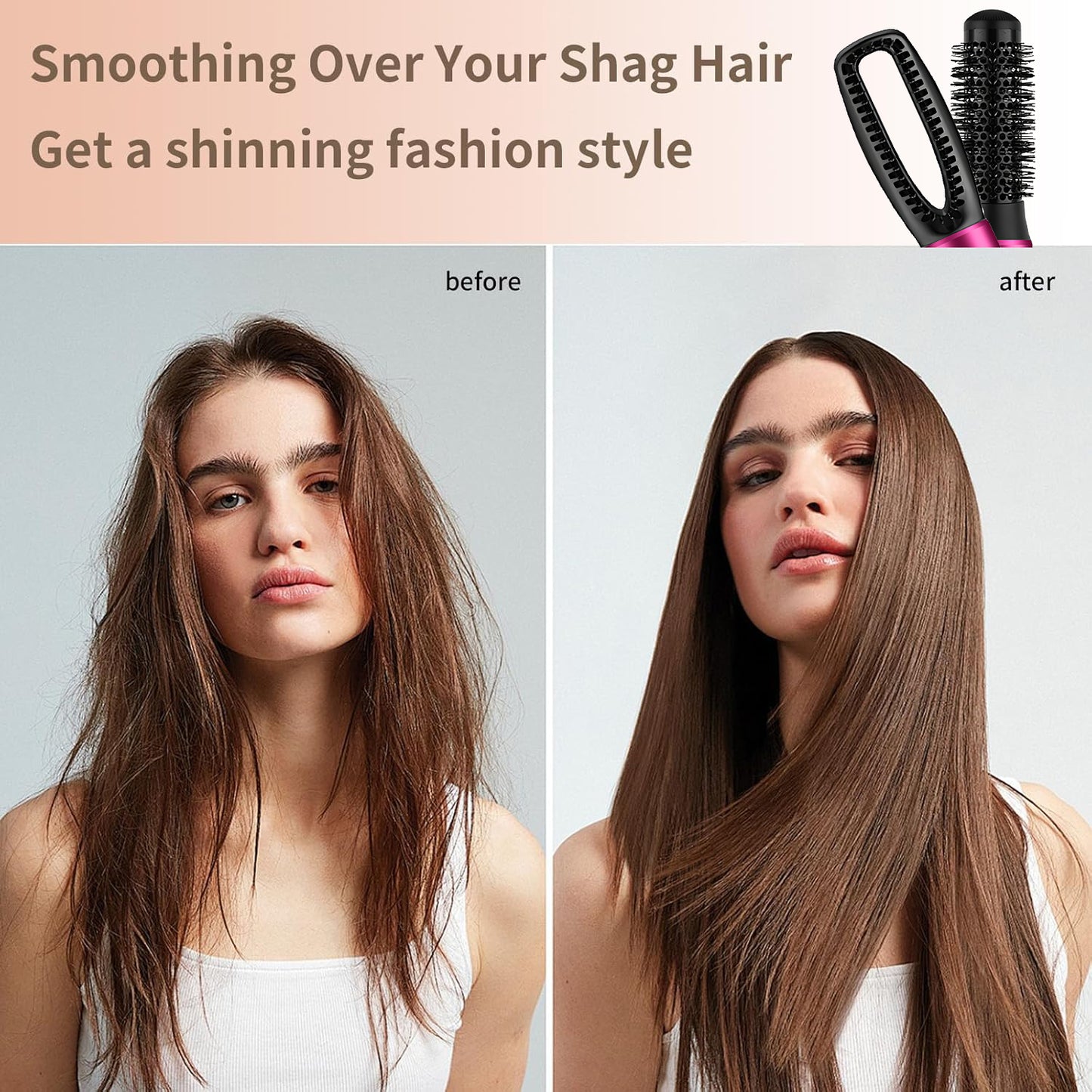 5-in-1 Ionic Hair Dryer Brush Kit - Detachable Styling Heads, 1000W
