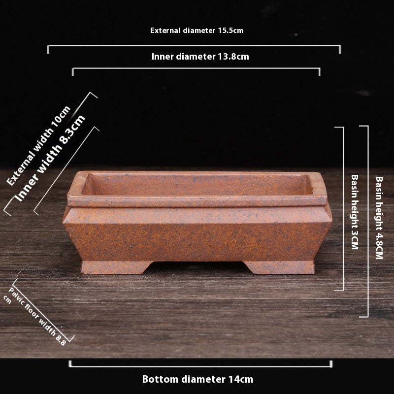 Rectangular Square Purple Clay Flowerpot for Home Garden & Balcony