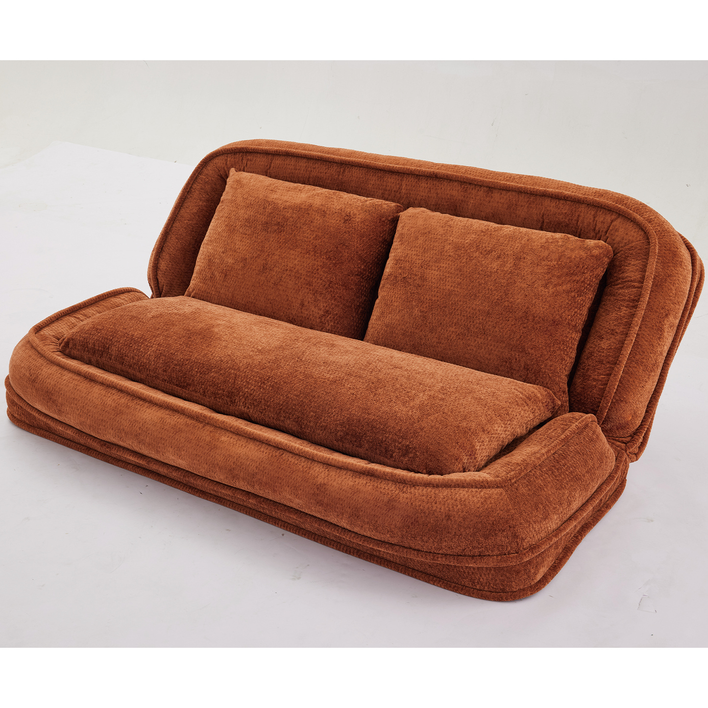 Extra Large Chenille Lazy Sofa Loveseat for Humans & Pets - Orange