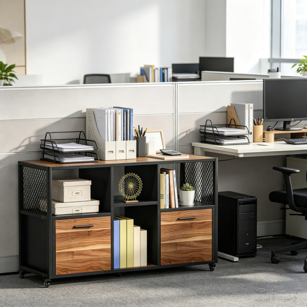 Versatile File Cabinet with 4 Shelves and 2 Drawers