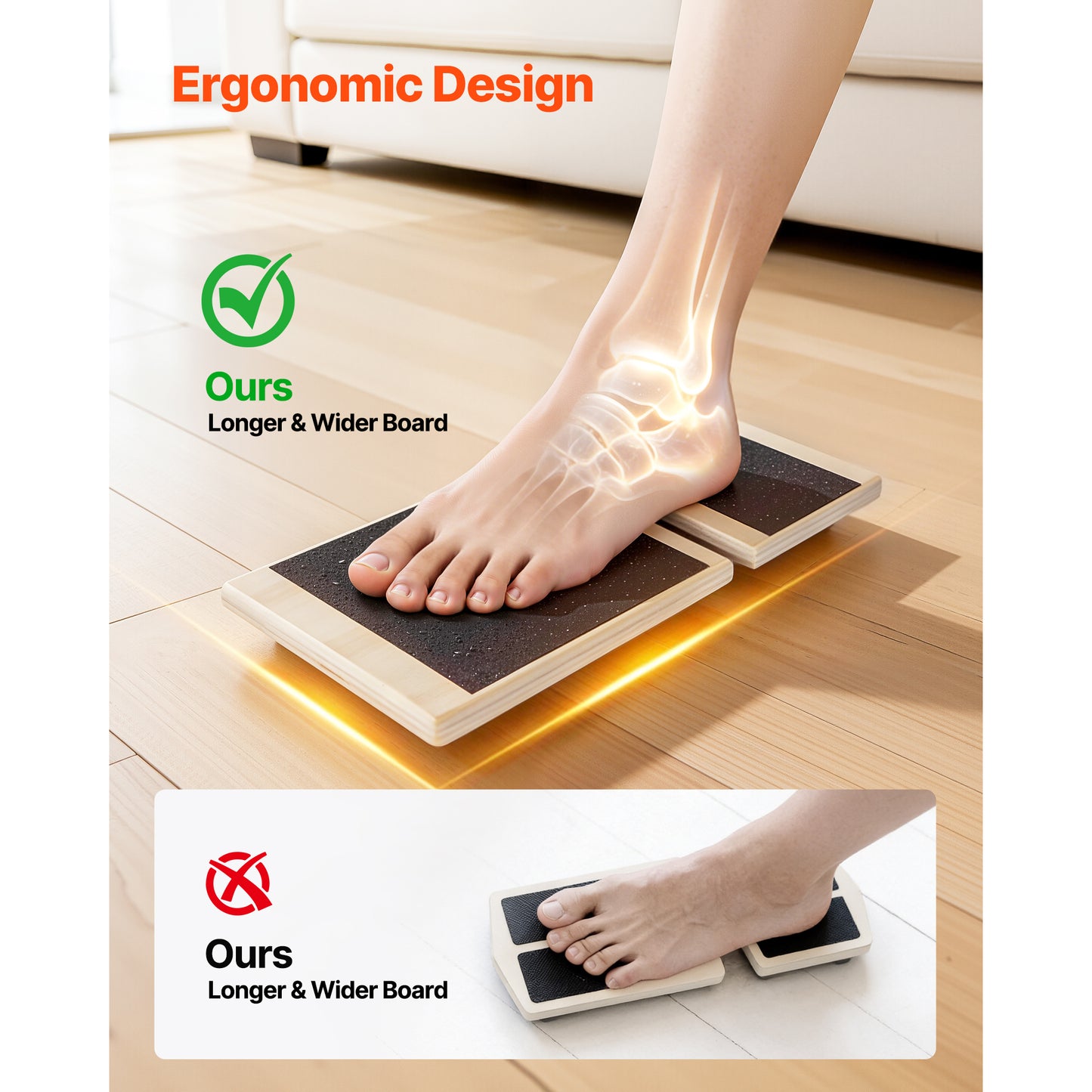 Balance Board for Physical Therapy & Fitness - Non-Slip Wooden Wobble Trainer