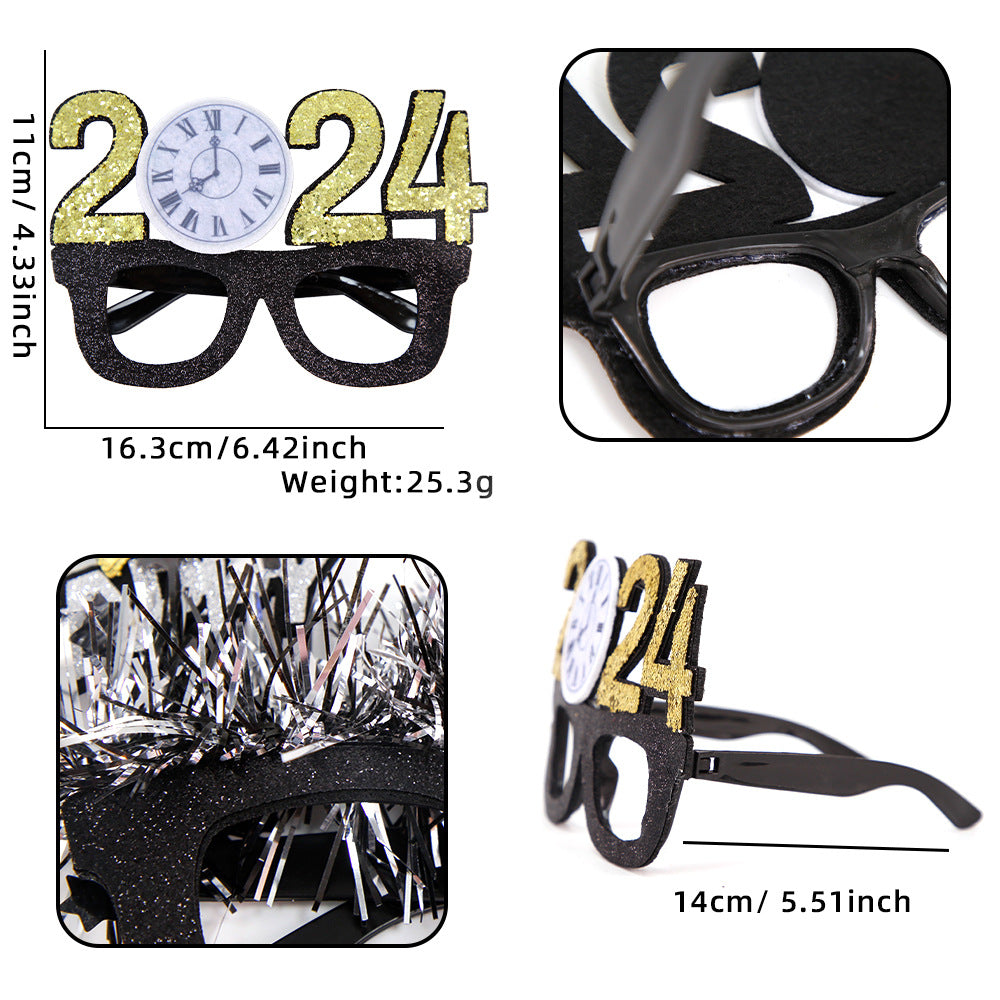 Funny New Year Party Glasses Photo Props - Holiday & Celebration Accessories