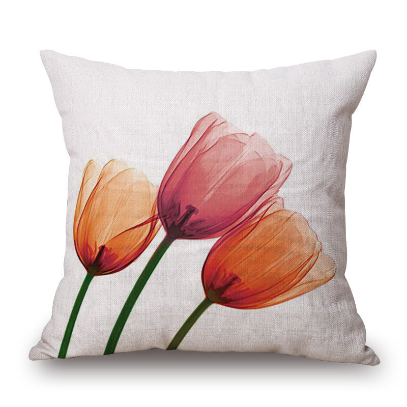 Blue Tulip Linen Pillow Cover for Sofa, Car & Home Decor 40x40cm or 45x45cm