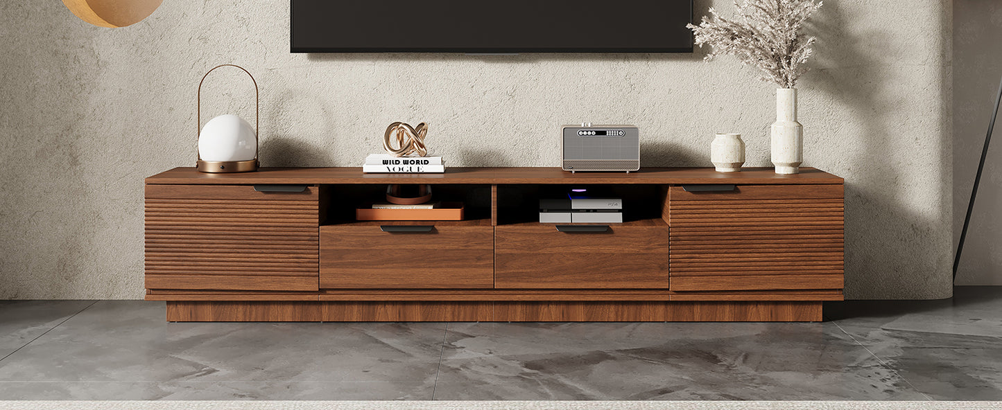 78 Inch Modern TV Stand for 85 Inch TVs - Walnut Finish