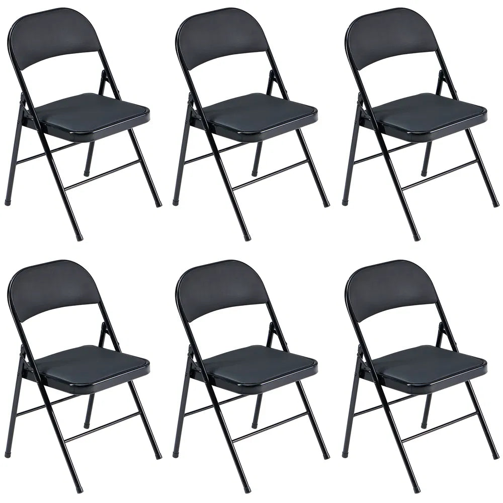 6-Pack Foldable PVC & Iron Chairs - Black for Events