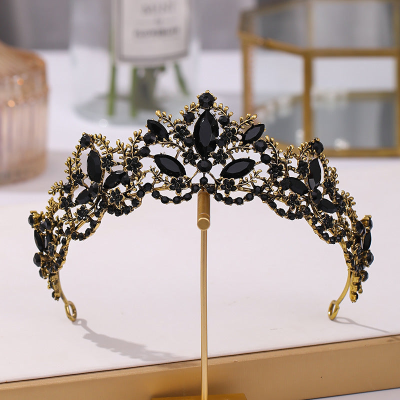 Bridal Tiara Black Diamond Vintage Crown for Wedding & Formal Events