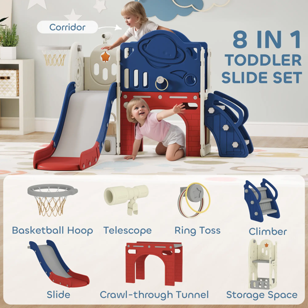 Toddler Slide Set with Basketball Hoop - Indoor/Outdoor Playground
