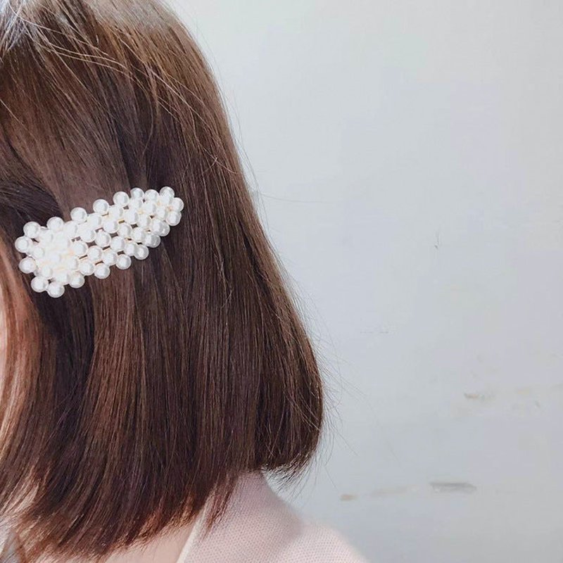 Pearl Hairpin Triangle Side Clip - Simple Elegant Hair Accessory