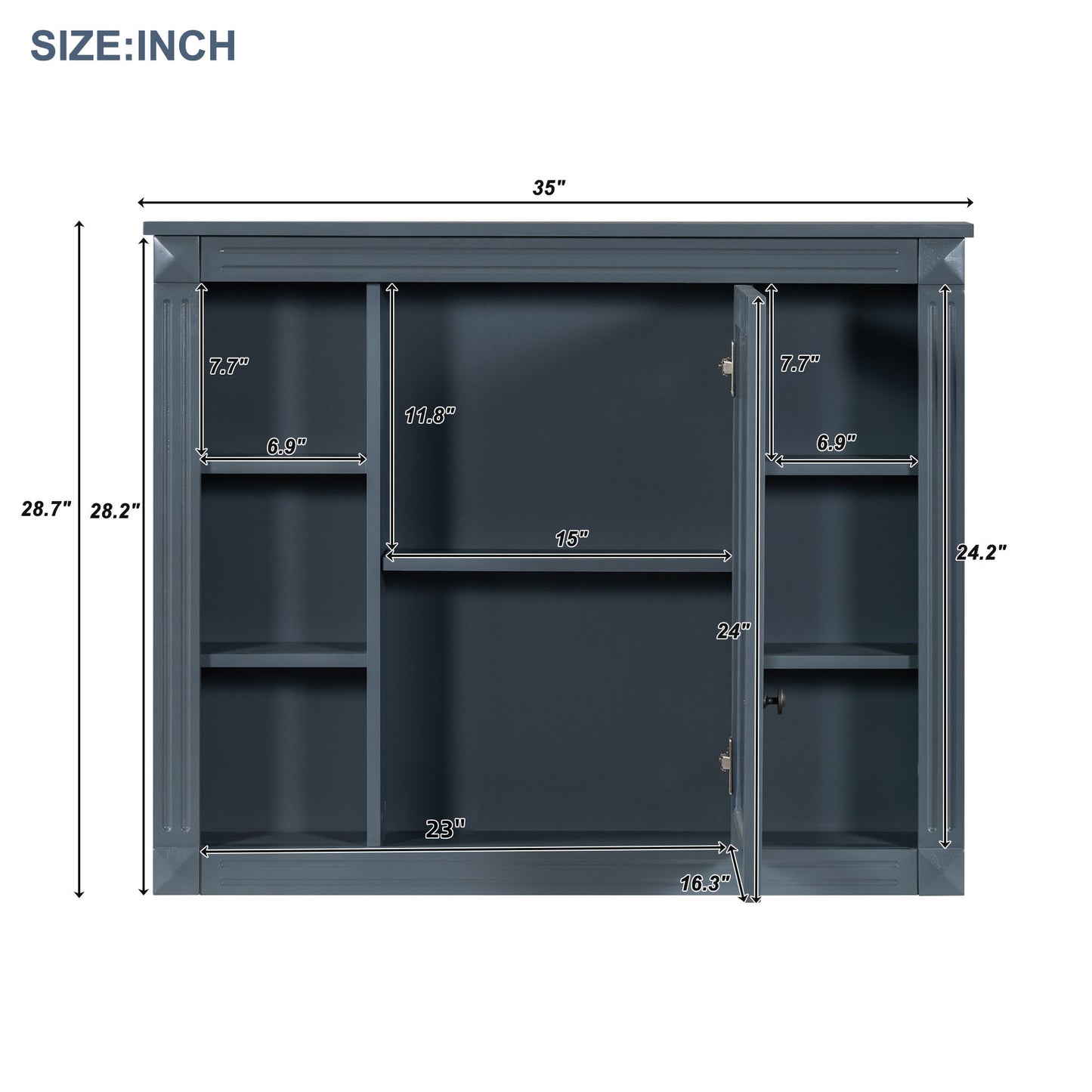 36'' Modern Bathroom Vanity with Blue Sink & Mirror Cabinet