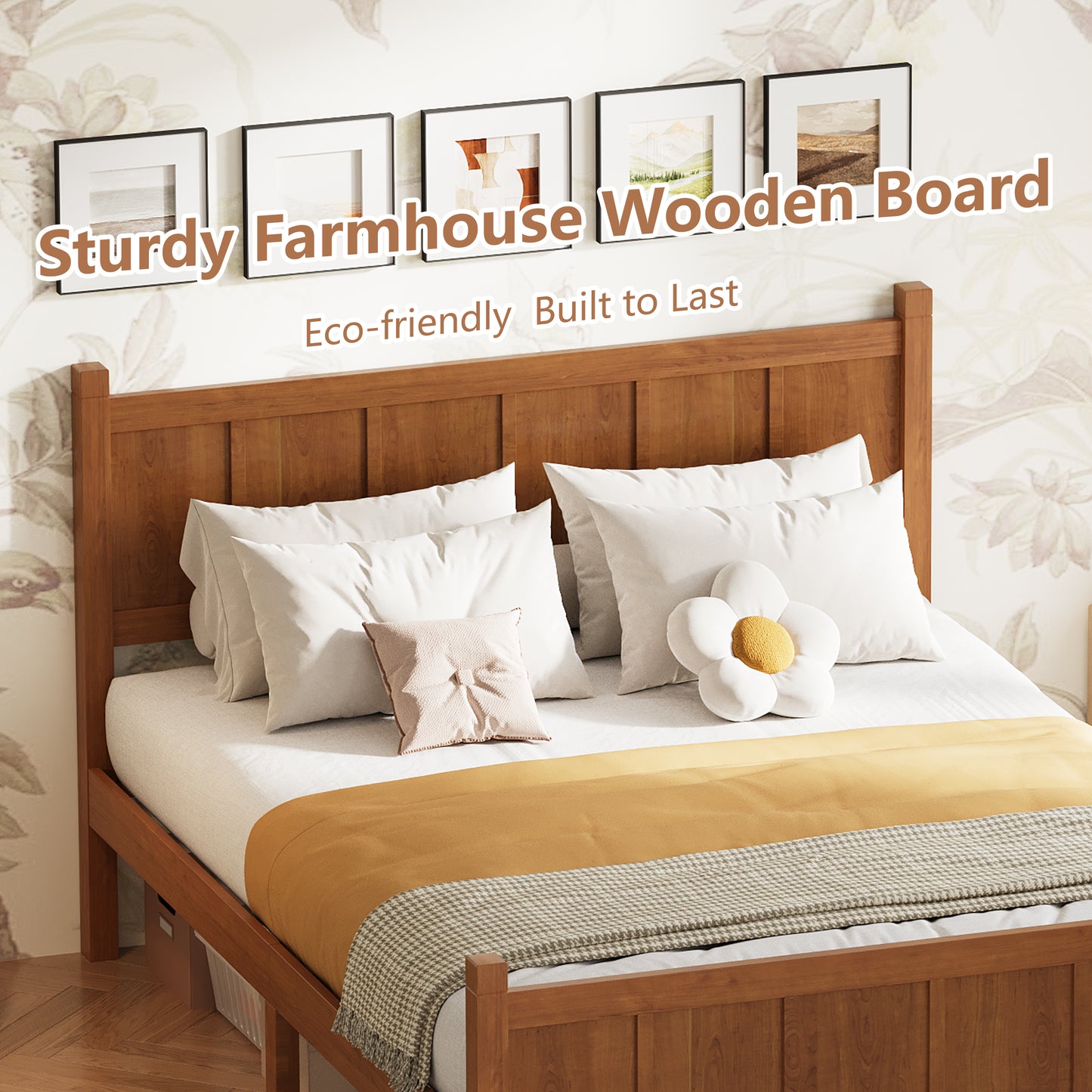 Full Size Flat Panel Bed With Headboard & Footboard, Minimalist