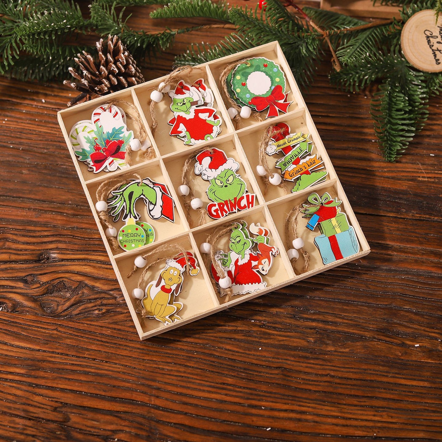 Christmas Wooden Pendant Doll Decorations Set - 18PCS Holiday Decor