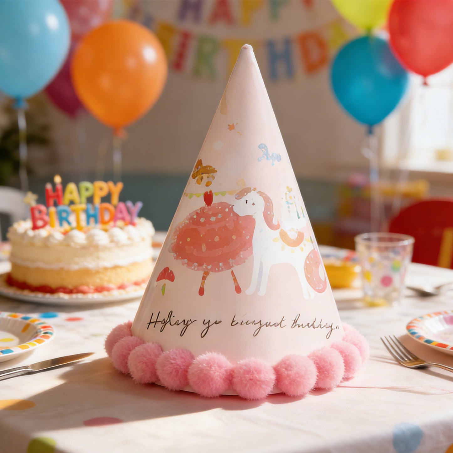 Cartoon Party Hats - Set of 6 Colorful Designs
