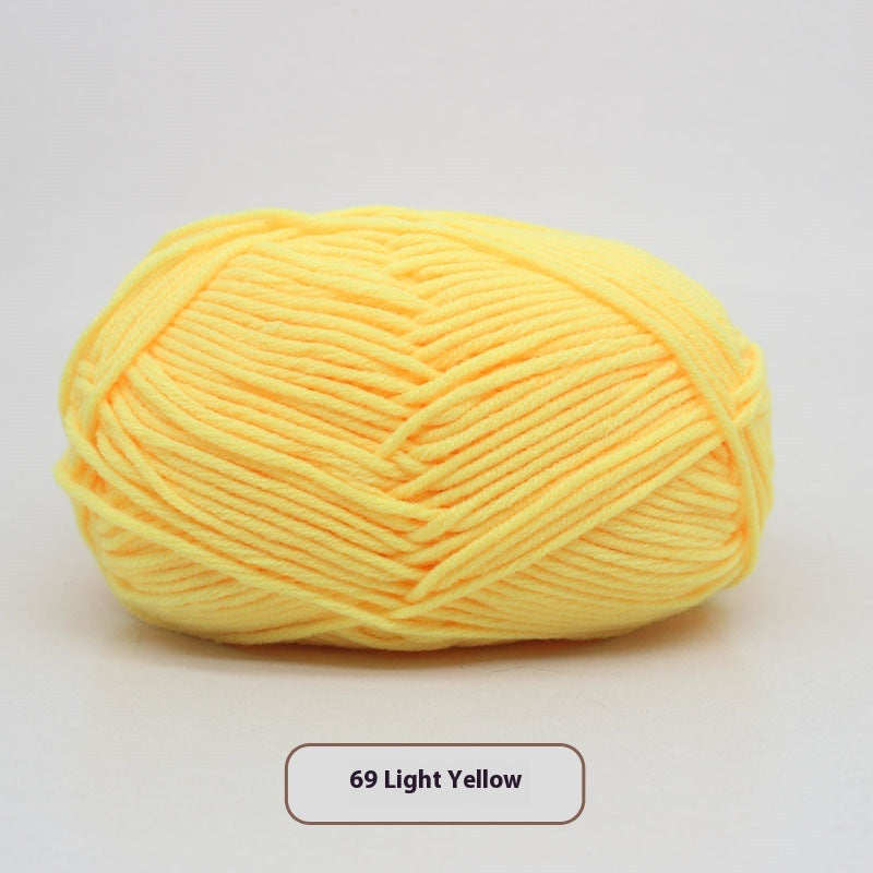 Four-Strand Milk Cotton Crochet Yarn Balls for Craft Projects - Multiple Colors