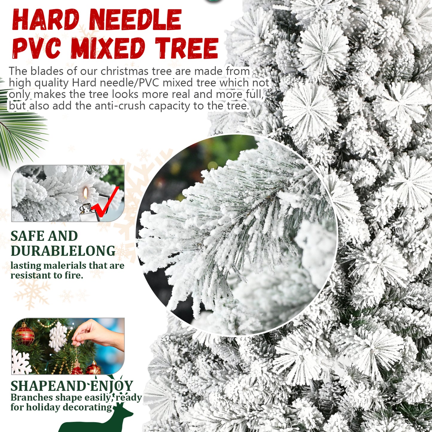 Flocked PVC Christmas Tree - Multiple Heights Available