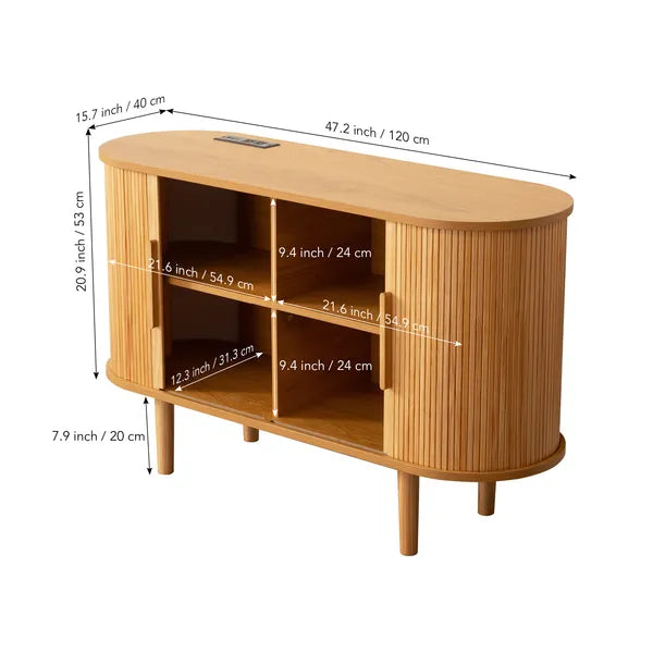 Modern Fluted Sideboard Cabinet with Storage for Dining Room