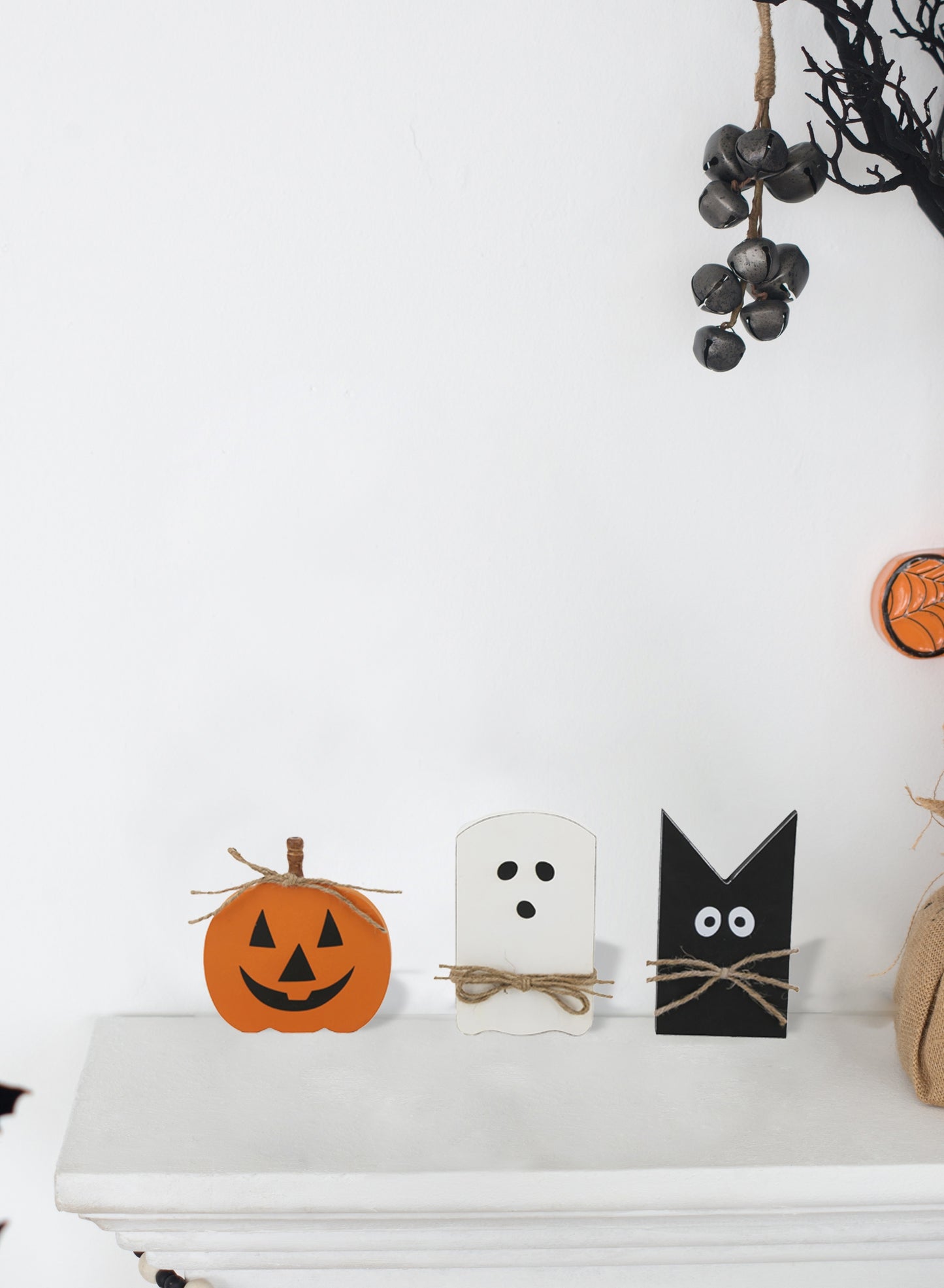 Set of 3 Halloween Table Decor - Black, Orange, White