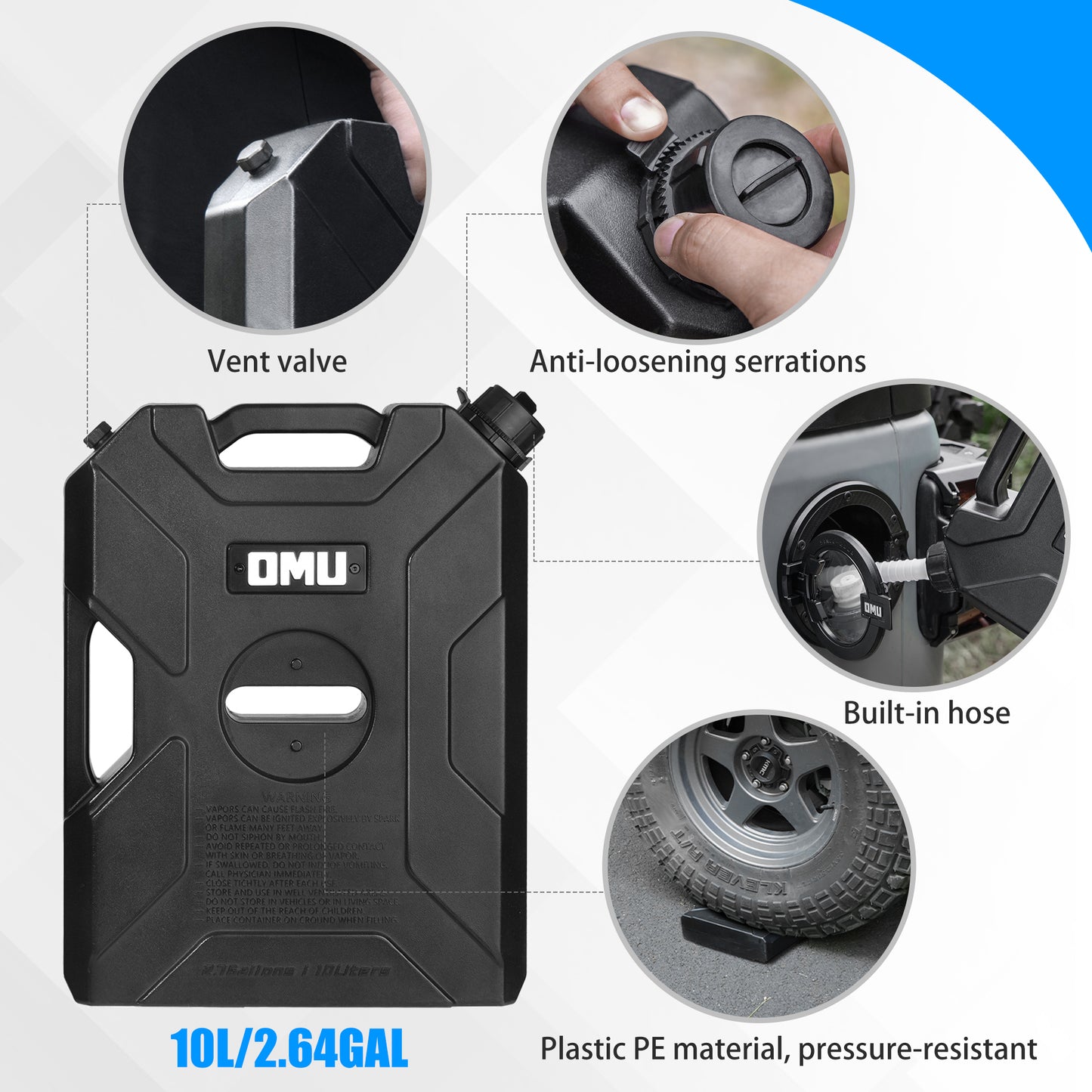 2.64 Gallon Gasoline Container and Mount Set for Jeep Wrangler