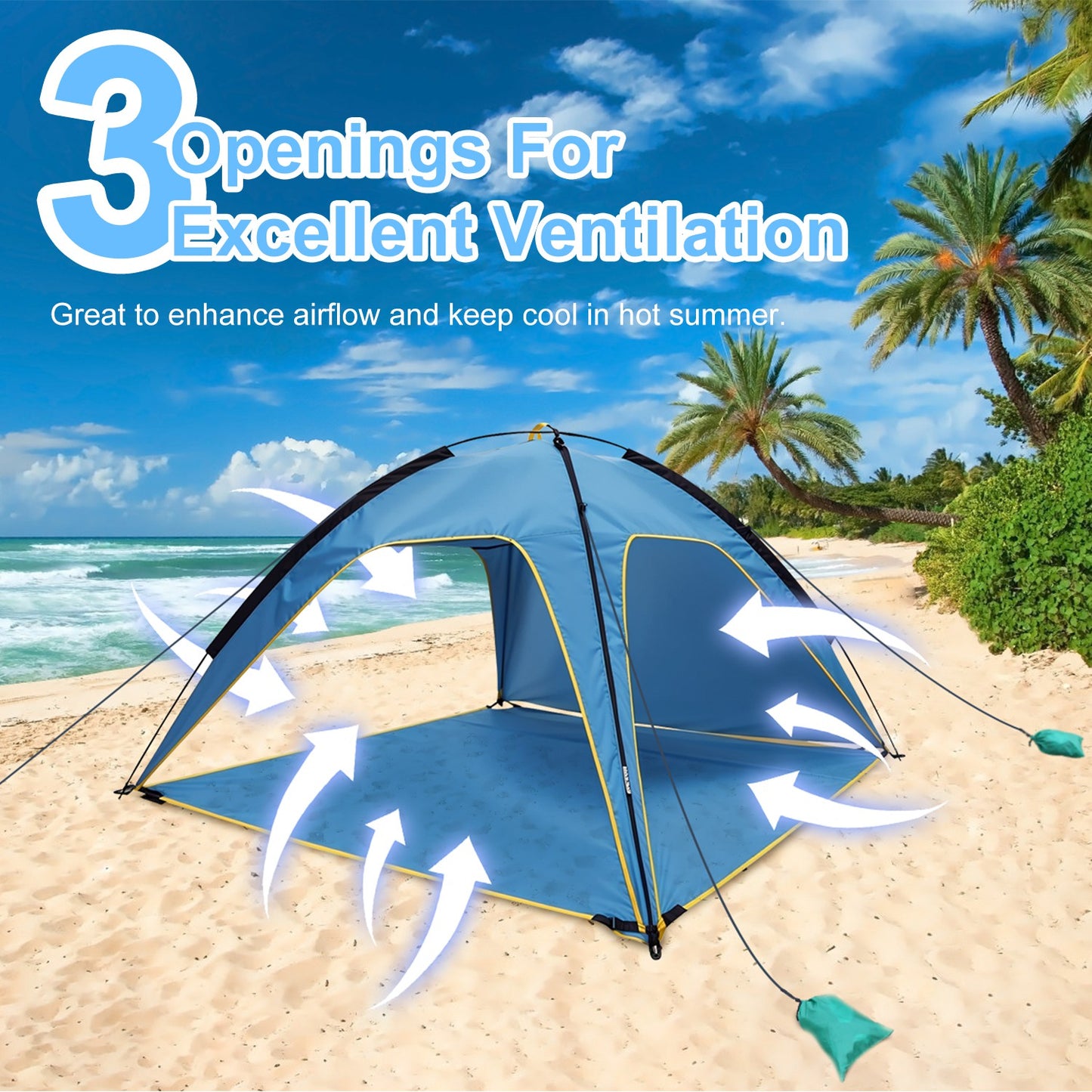 4-6 Person Beach Tent Canopy - Waterproof with Carry Bag