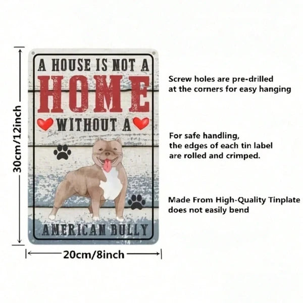 Retro American Bulldog Metal Wall Sign - Dog Lover Decor