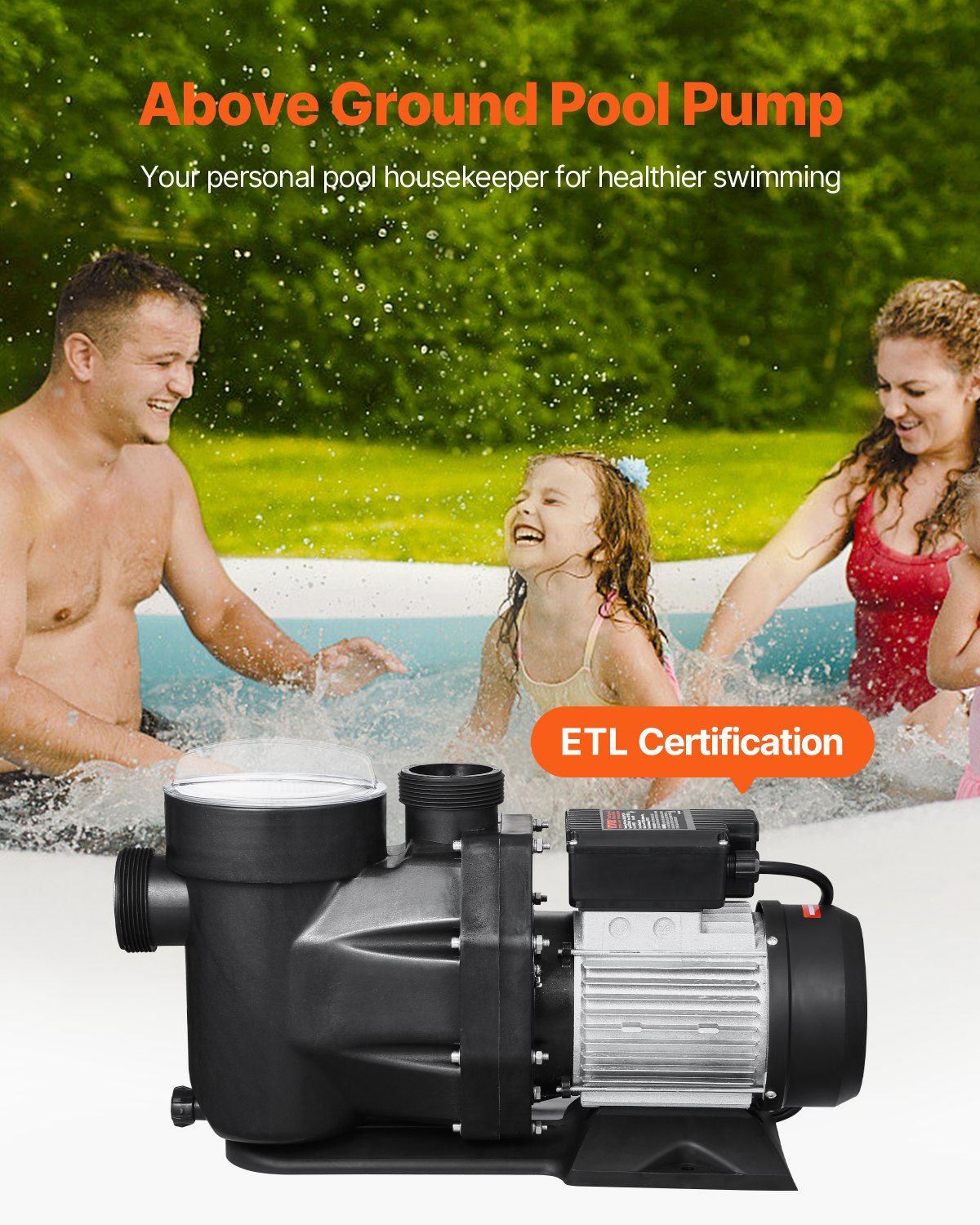 3 HP Above Ground Pool Pump 149 GPM Single Speed 220V Black
