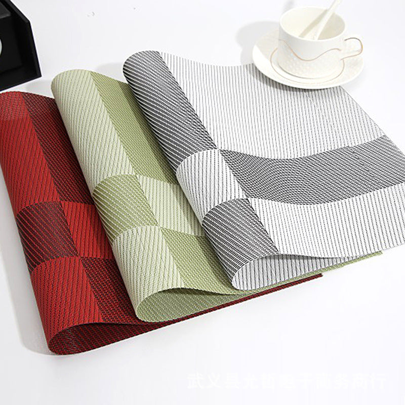 Double-Sided PVC Plaid Placemat Set - Woven Insulation Tableware Mat for Hotel & Restaurant