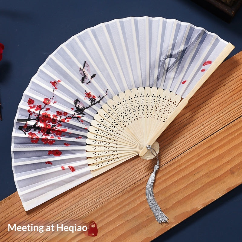 Chinese Style Portable Folding Fan - Bamboo Handheld Fan for Home & Garden