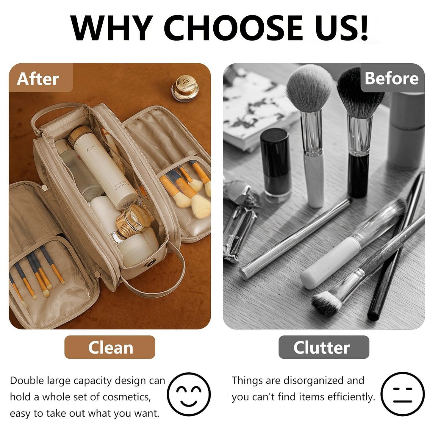 Travel Toiletry Bag For Women Men, Large Organizer Makeup Bag,