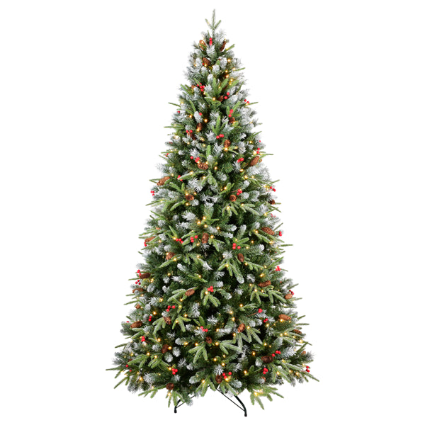 6ft Green LED Christmas Tree with Red Fruit & Pine Cones