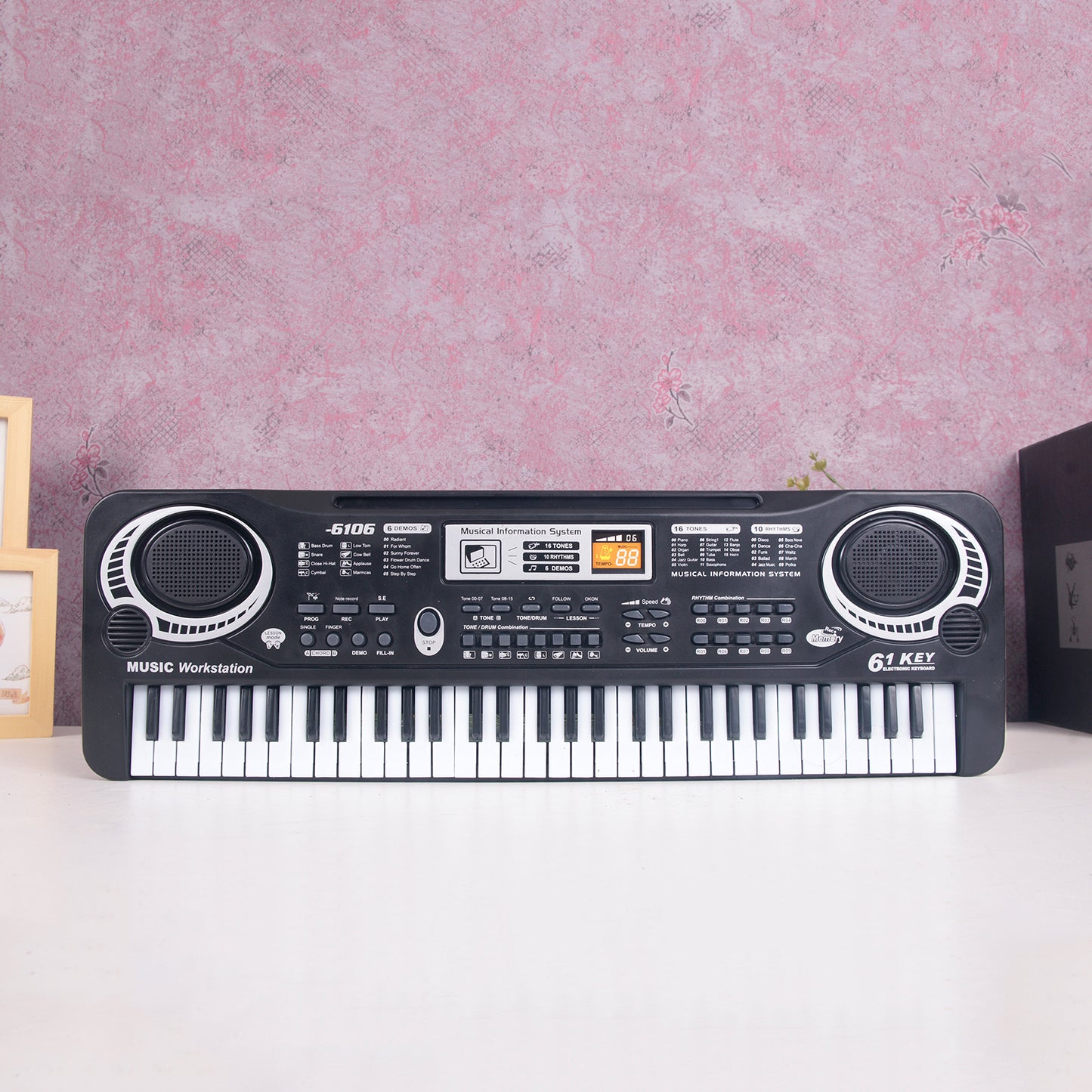 61-Key Digital Music Keyboard for Kids - Black Electric Piano