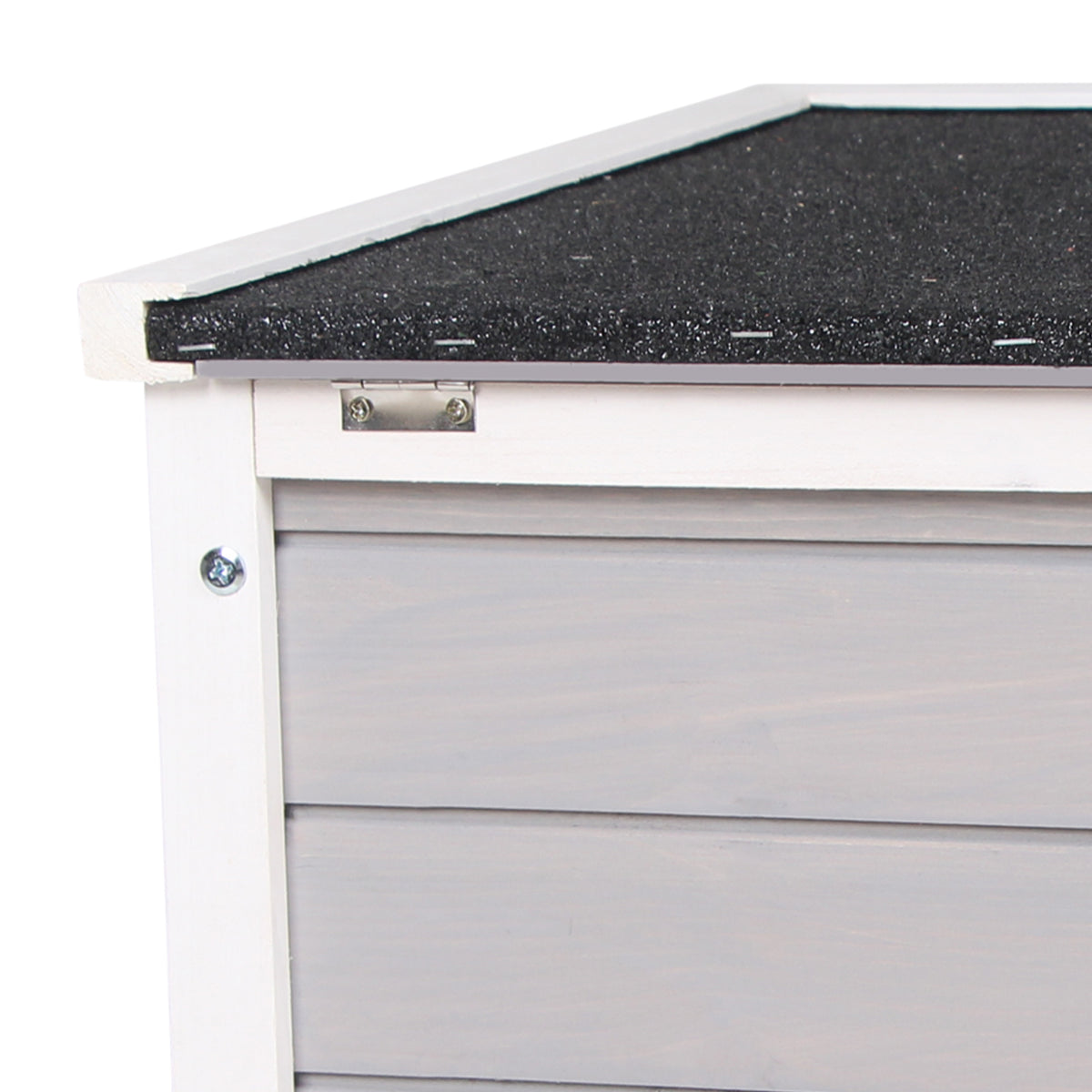 Outdoor Wooden Rabbit Hutch with Waterproof Roof for Small Pets - Gray, 575x475x165 mm