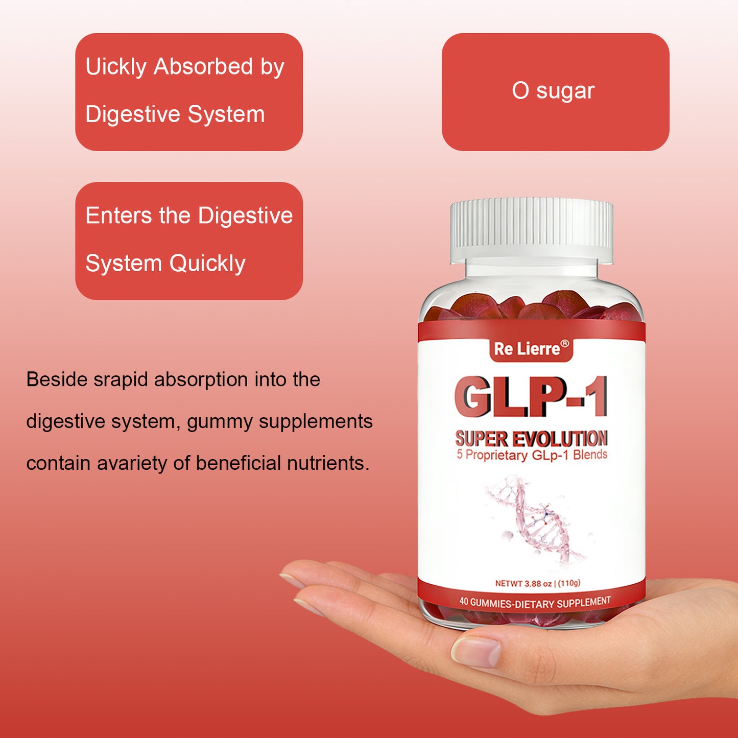Plant-Based Digestive Health Gummies with Probiotics & Ginseng - 40 Count