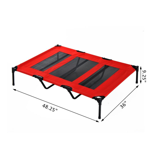 Large Elevated Pet Bed for XXL Dogs - Removable Cover & Travel Bag, Red