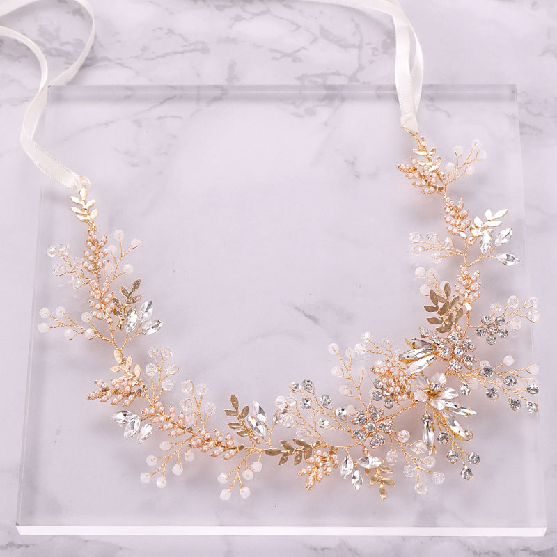 Children's Floral Crystal Headband - Gold