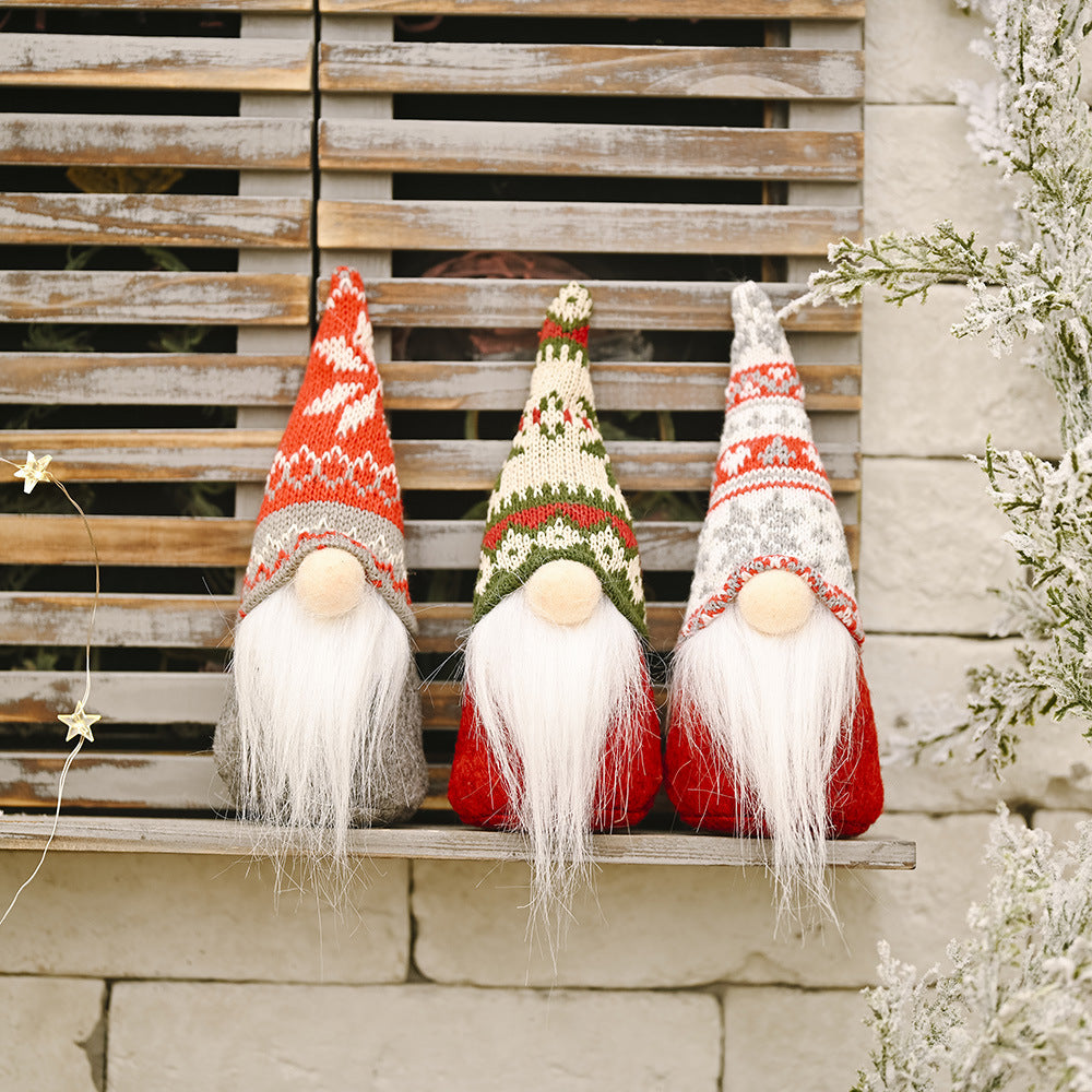 Christmas Forest Elderly Doll Ornament - Holiday Decorative Figurine