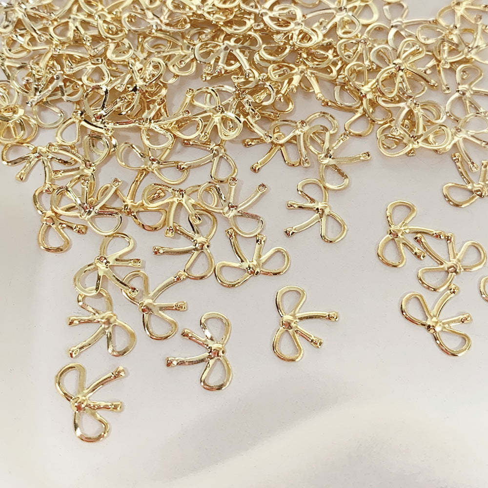 Luxury Alloy Bow Nail Art Decorations Set - Gold & Silver Nail Accessories