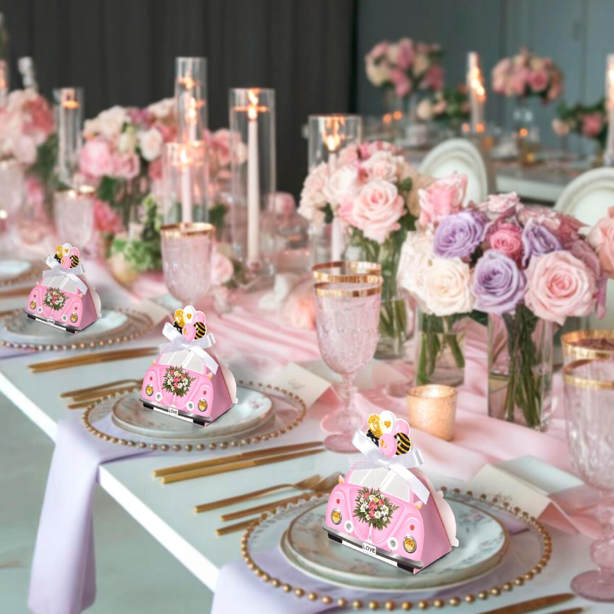 20-Pack Pink Wedding Party Favor Treat Boxes - 10x8x4.5cm