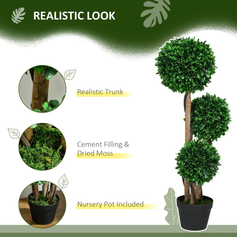 3ft Artificial Boxwood Tree with Sandalwood Leaves and Pot - Indoor Outdoor Topiary