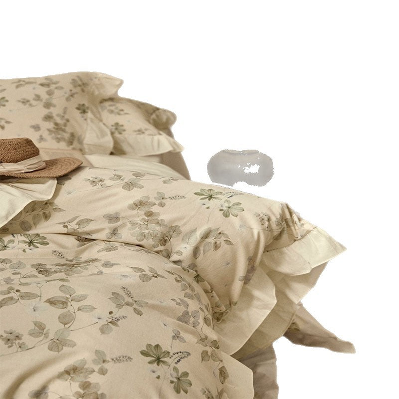 Cotton Linen Bed Sheets Set - Washed Four-Piece Bedding Collection