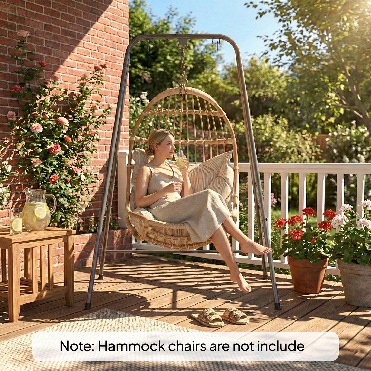 Hammock Chair Stand for Indoor & Outdoor Use - Gray, 330 lbs Capacity