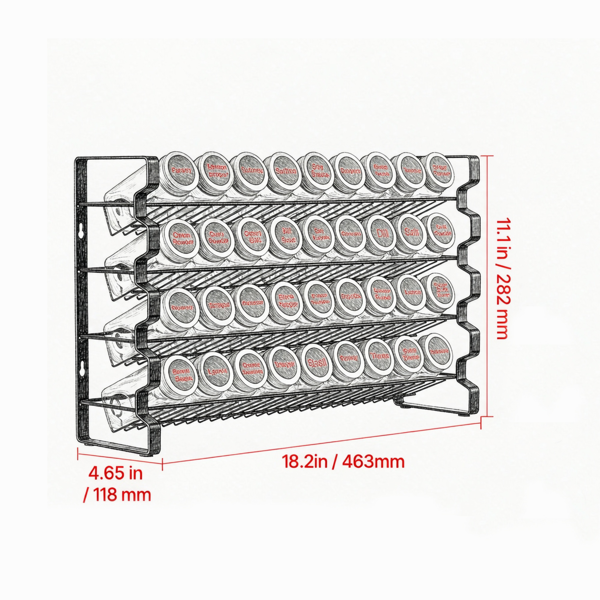 Spice Rack Organizer For Cabinet 18x11inch, Seasoning Set With 36