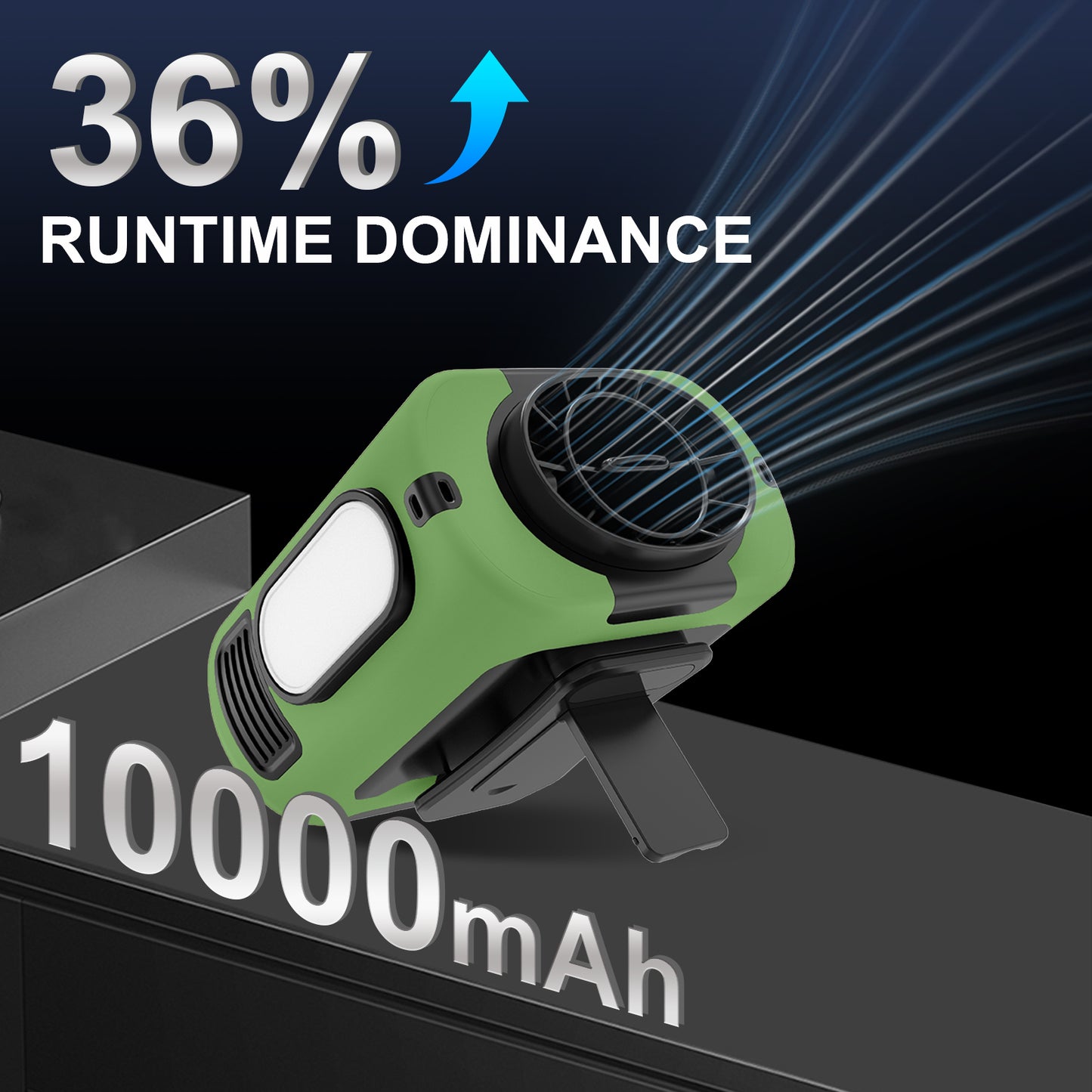 Portable Waist Fan with 16,000 RPM, 10000mAh Rechargeable Personal Fan with 5 Speeds & LED Light