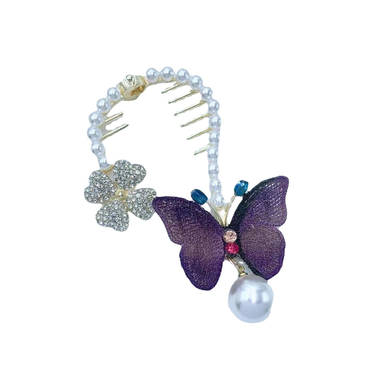 Pearl Gradient Butterfly Hairpin for Girls - Stylish Hair Accessories