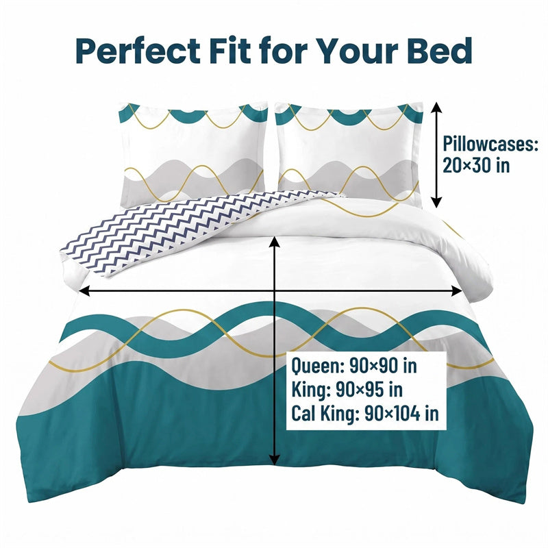 3 Piece Reversible Duvet Cover Set - Heavyweight Microfiber Bedding