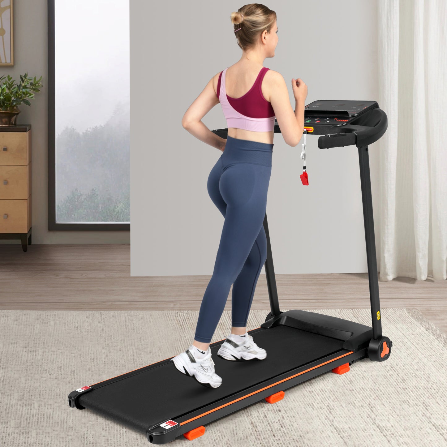 2.5HP Folding Treadmill with Heart Rate Sensor - Black