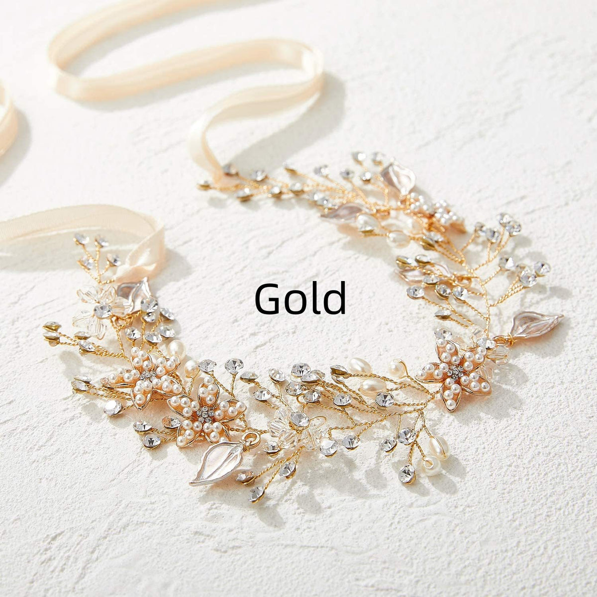 Bridal Crystal Pearl Hair Band with Rhinestones