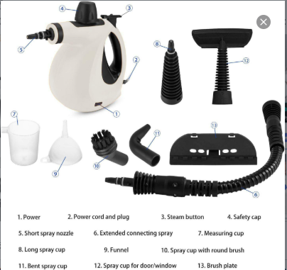 High-Pressure Steam Cleaner with 12 Accessories & Detachable Brush Head