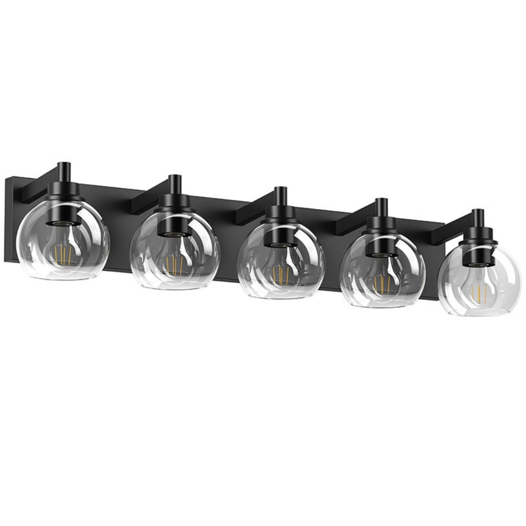 Modern 5-Light Bathroom Vanity Light Fixture with Clear Globe Shades